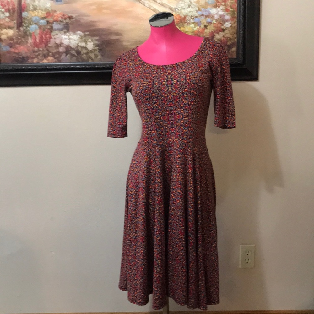 LulaRoe Dress Size Medium Multicolor Pattern Stretchy Soft Maxi Comfort